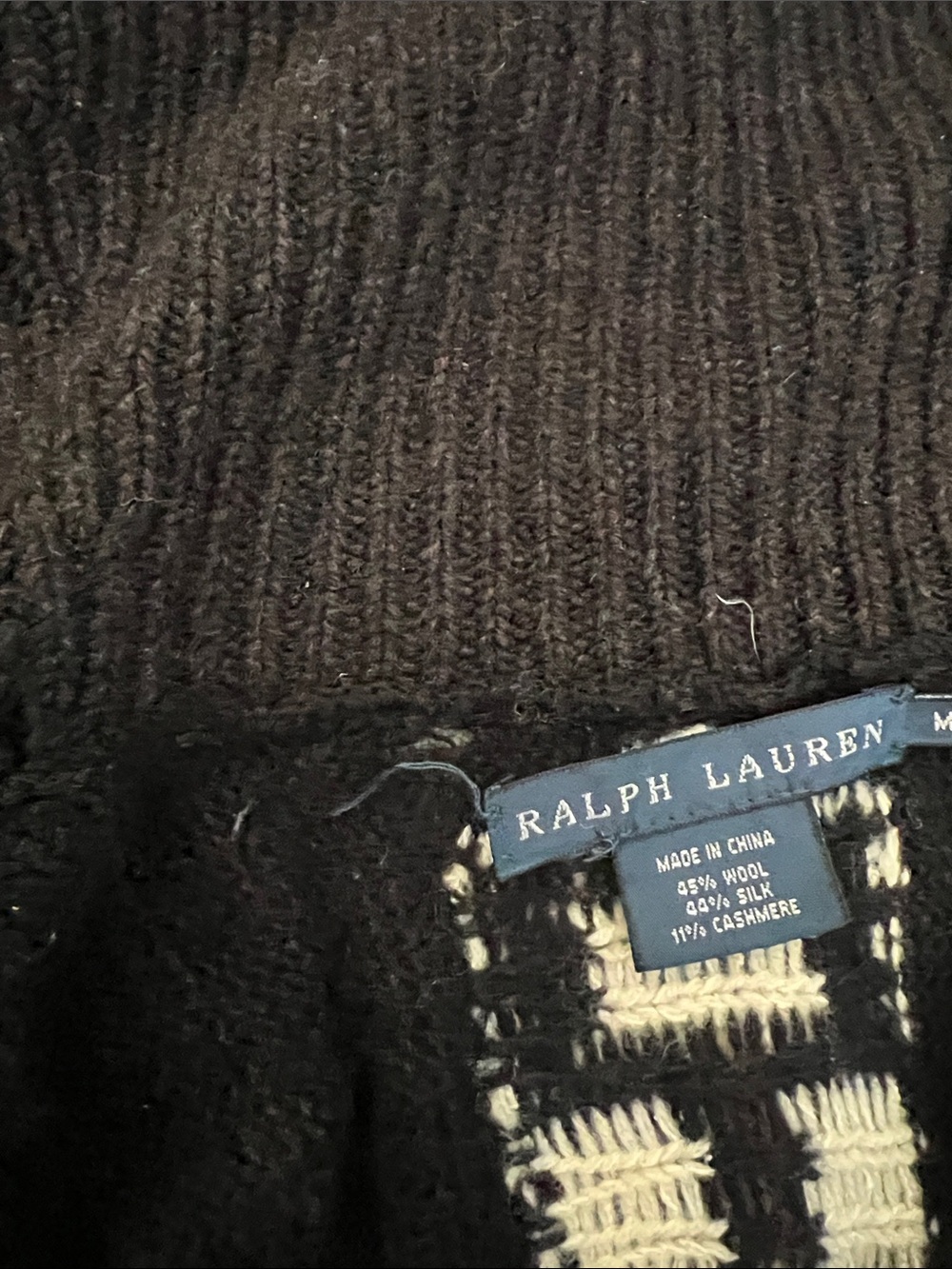 ❤️Ralph Lauren Blue Label,  Black Gray and Cream Beacon Open-Front Cardigan RARE - Picture 5 of 5